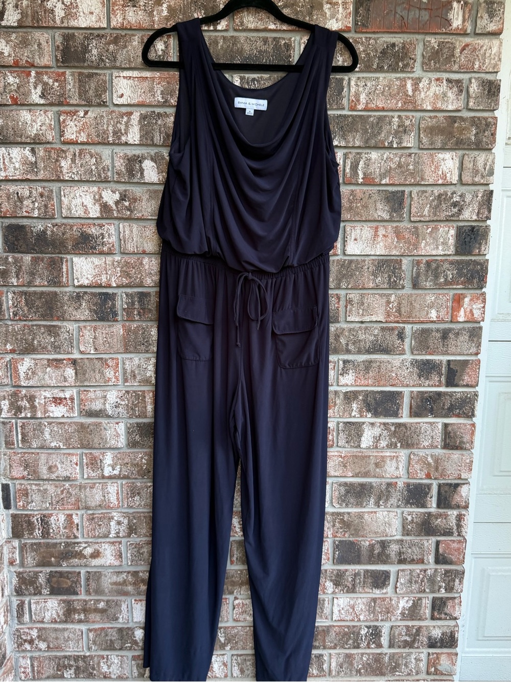 Emma & Michele Navy Sleeveless Cowl Neck Jumpsuit